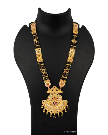 Heritage Meenakari Long Pendant Forming Mangalsutra Jewelry